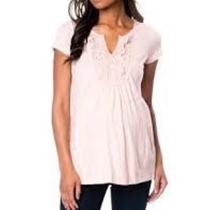 Motherhood Maternity Split Neck Button Detail Tee